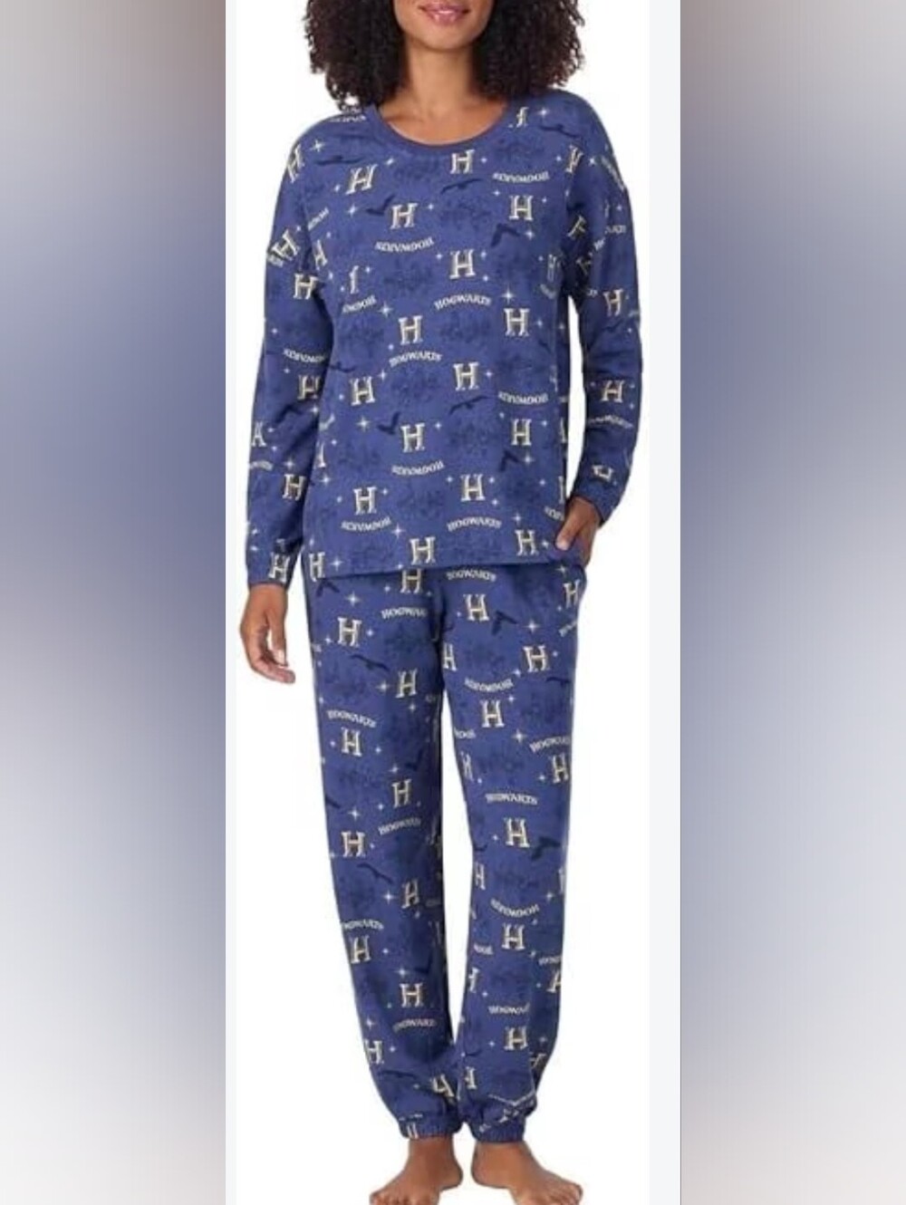 NWT Wizarding World Harry Potter Navy Blue Hogwarts Print Pajama Set Adult Small